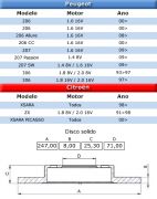 Disco de freio Traseiro Solido 206/207/306 1.4 8v/1.6 16v/2.0 8/16v/Xsara 1.6/1.8/2.0 16v