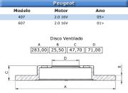 Disco de freio Dianteiro Ventilado Peugeot 407 2.0 16v