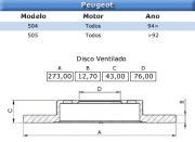 Disco de freio Dianteiro Solido Peugeot 504/505 PICK-UP